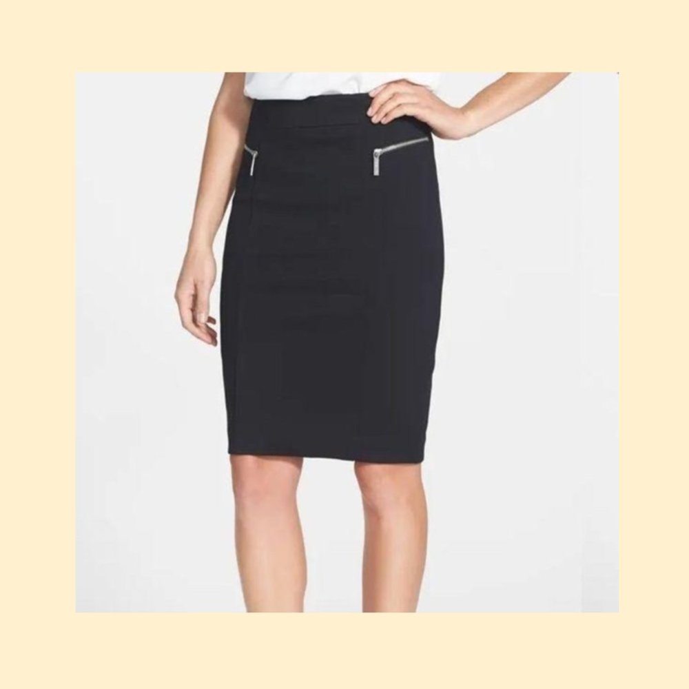 Michael Kors Gray Pencil Skirt with Zipper Pockets - Size 6, Chic & Versatile